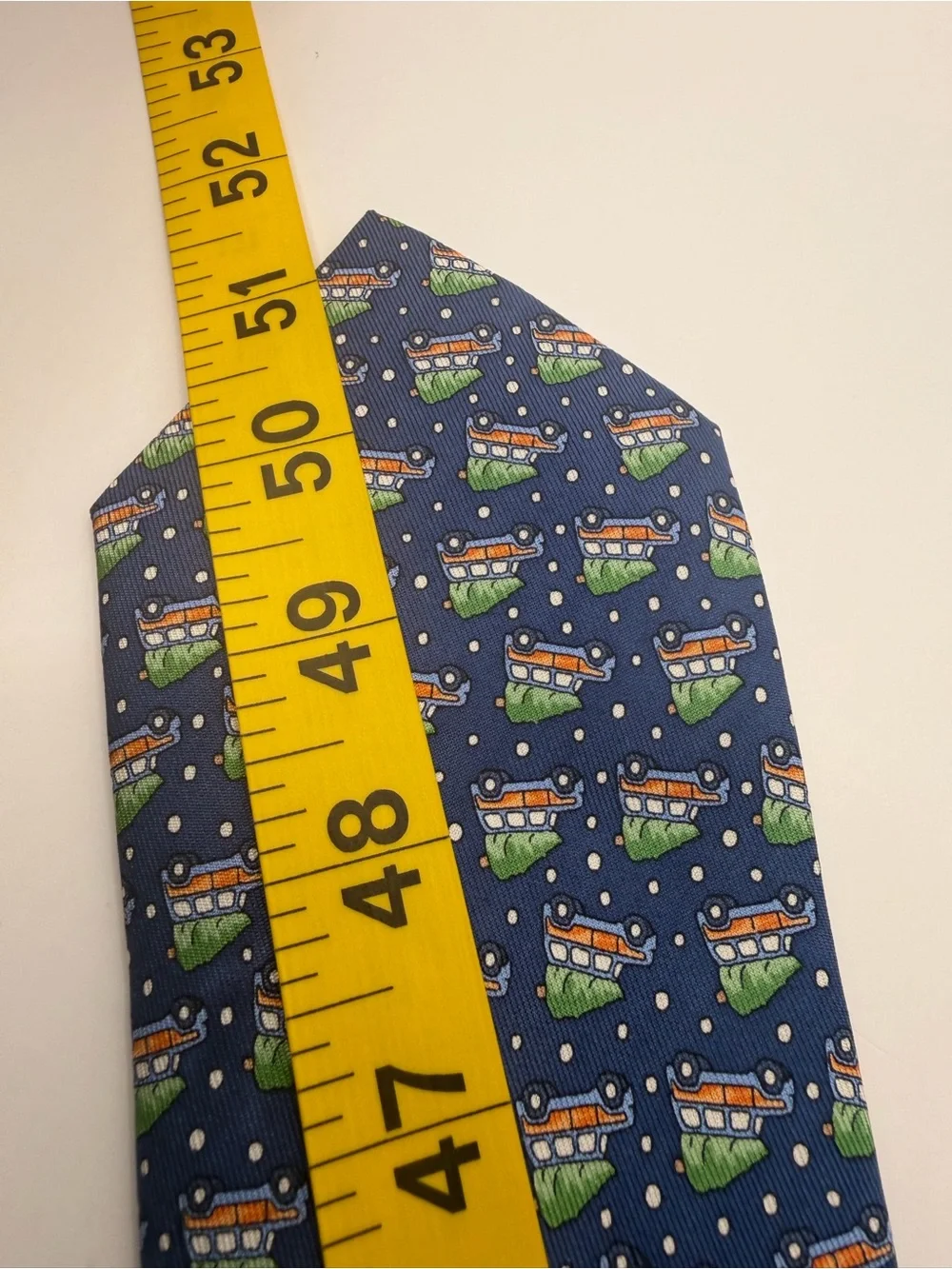 Vineyard Vines Kids Navy Blue Holiday Tree Car Print Tie